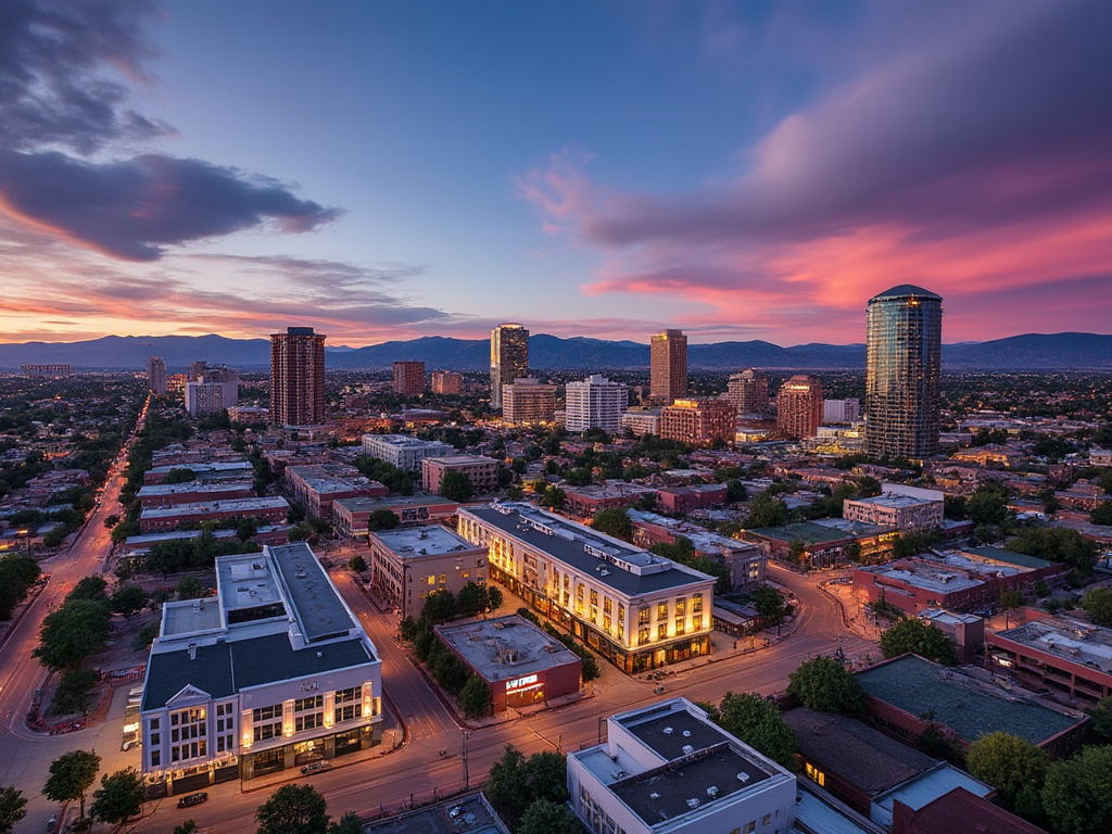 Colorado Springs skyline at sunset with Rocky Mountains for Colorado mortgage broker services