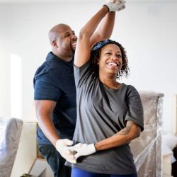 couple happy in house